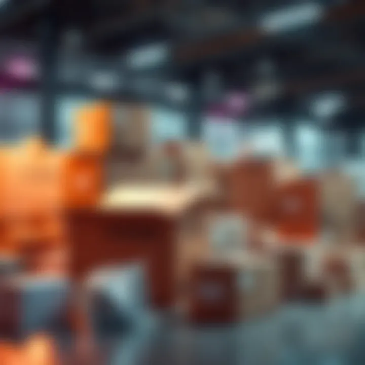 A visual representation of innovative shipping techniques with packing materials and shipping boxes.