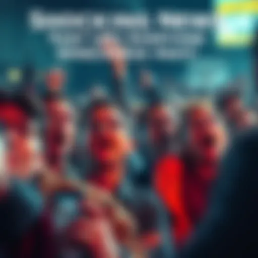 A crowd with shocked expressions reacting to surprising news