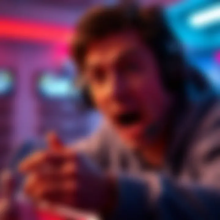 Surprised player during a game A player in shock after encountering a sudden and unexpected game element, reflecting tension and disbelief