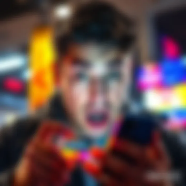 Shocking News Headline A person looking shocked while reading news on a smartphone, with social media notifications popping up.