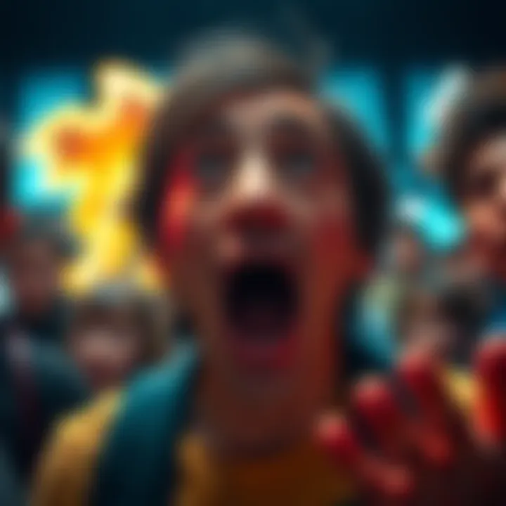 A person reacting in disbelief to an unusual occurrence, with wide eyes and a dropped jaw, surrounded by amazed onlookers.