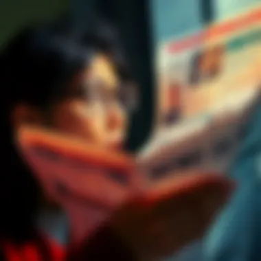 A person looking shocked while reading a newspaper filled with surprising headlines