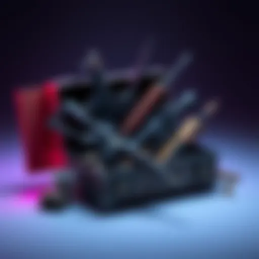 A shoebox filled with various weapons and ammunition, showcasing the contrast between its small size and the large amount of firepower it holds.