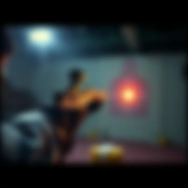 A shooter carefully aiming at a target, illustrating the concept of bullet drop in shooting
