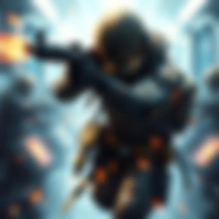 Shooter character using time manipulation A game character manipulating time, with a blurred effect showing time slowing down around them in a futuristic environment.