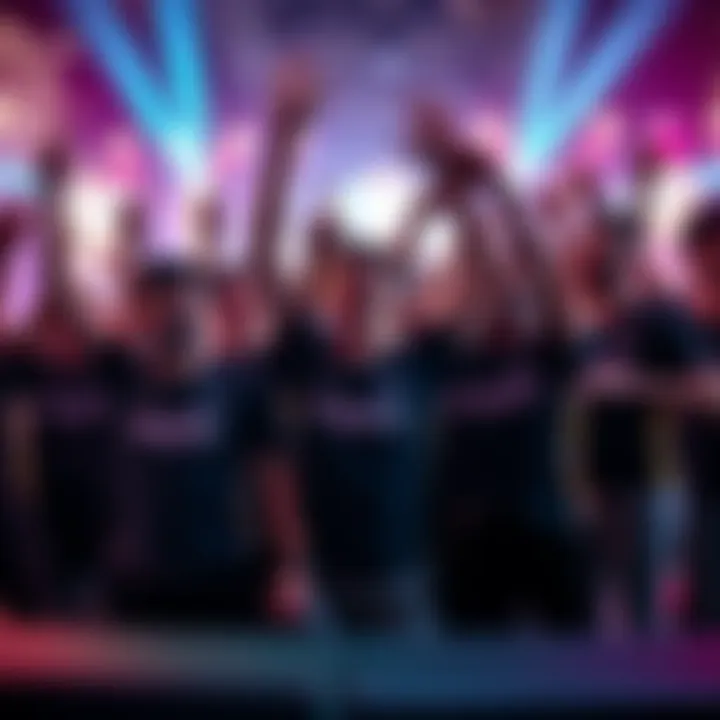 Shopify Rebellion players celebrating their win against BEPS at DreamHack Atlanta, showing excitement and teamwork