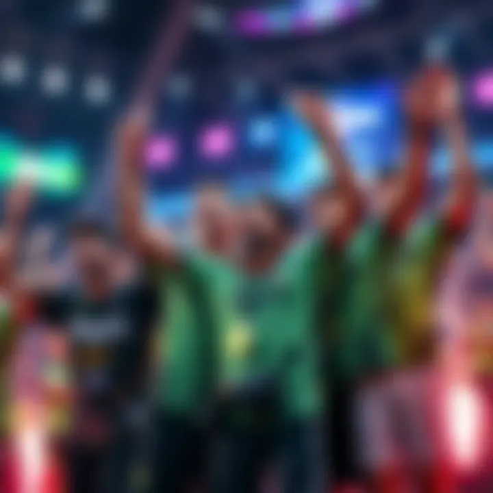 Players from Shopify Rebellion celebrate their 4-0 win over Fut Esports in the RLCS 2026 NA Open 5 playoffs, showing excitement and team spirit.