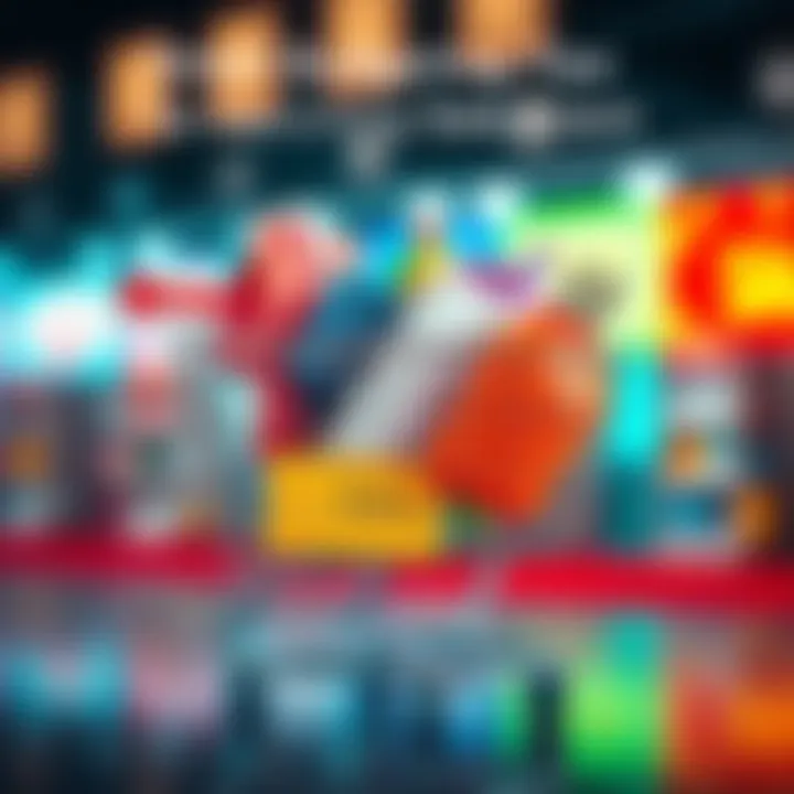 A shopping cart filled with colorful sale items and budgeting tools like a calculator and notepad, symbolizing smart spending during the sale event.