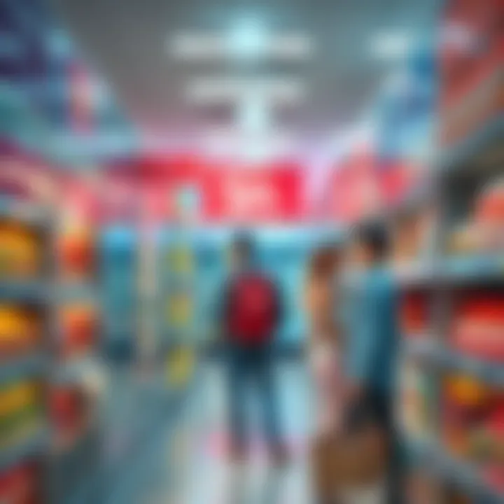 A person standing in a store looking at different products, contemplating whether to buy or skip them.