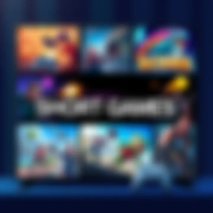 A collection of popular short video games displayed on a screen, showcasing action and engaging visuals, ideal for quick play sessions.