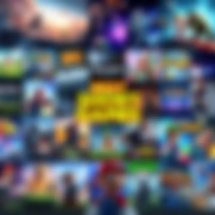 A collage of colorful game cover arts featuring various characters and scenes from short video games with engaging stories