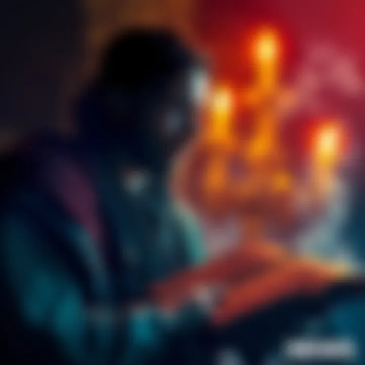 A character in a dramatic scene references biblical stories, highlighting religious themes in the show