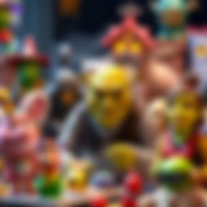 Shrek themed crafts and games A colorful display of Shrek-themed crafts and games for family fun at home, featuring characters and playful activities.