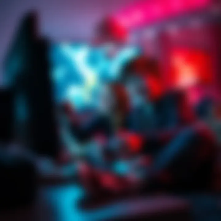 Two siblings sitting together, playing a horror video game on a TV, showing excitement and fear