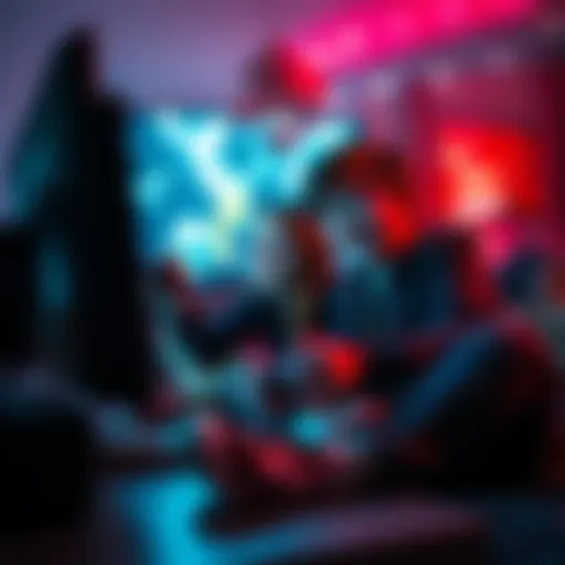 Siblings bonding over horror games Two siblings sitting together, playing a horror video game on a TV, showing excitement and fear