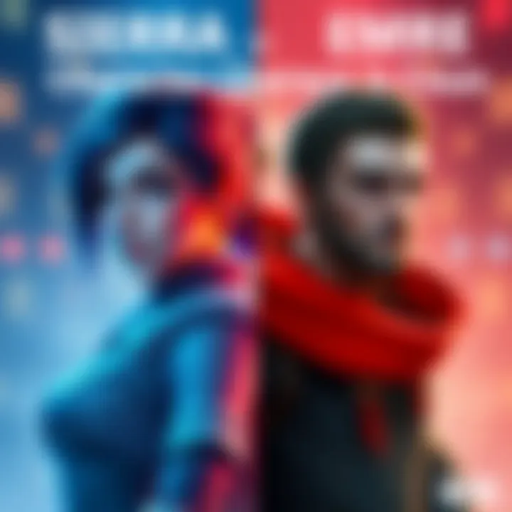 A visual comparison of two game characters, Sierra and Emre, highlighting community feedback about their gameplay and abilities