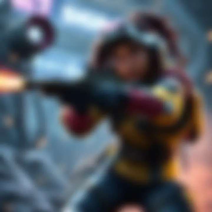 Sierra in Action A character named Sierra firing her weapon confidently in a game environment, showcasing her powerful abilities with an intense focus on gameplay.