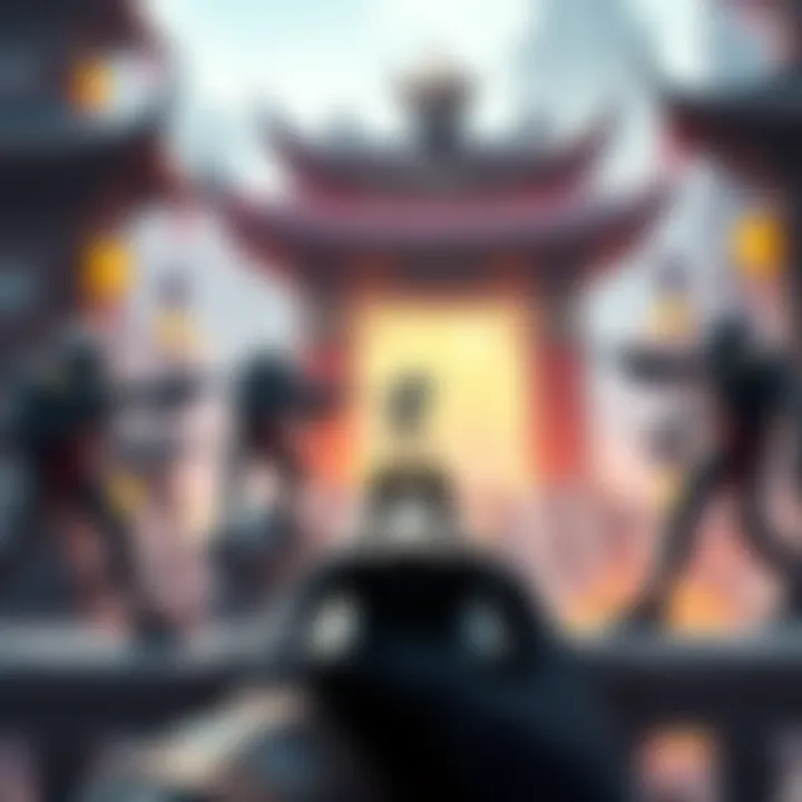 A player targeting an enemy in Sifu, showing the on-screen reticle focused on the enemy while other enemies are in the background.