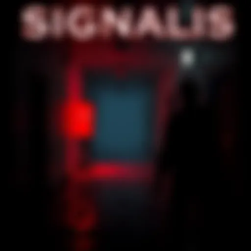 Signalis Game Screenshot A dark, eerie hallway in Signalis featuring a red save station, reminiscent of Silent Hill 2, with a character holding a flashlight, revealing haunting details in the environment.