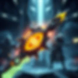 A fully-built signature weapon glowing with an Orokin catalyst, surrounded by quest characters including Ballass, showcasing dynamic gameplay elements.