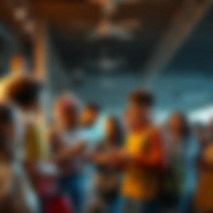 A group of diverse people engaging and connecting with each other in daily life settings, highlighting the importance of a particular concept in modern society.