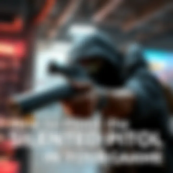 Silenced Pistol in Game A player character aiming with a silenced pistol in a game setting, focusing on stealth gameplay.