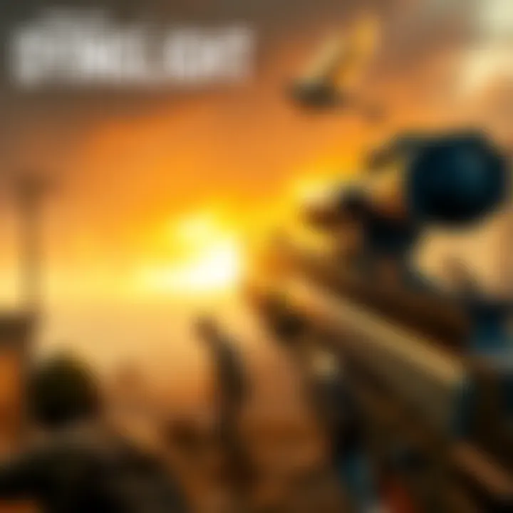 A close-up of a modified weapon featuring a silencer, set against a backdrop of a post-apocalyptic environment with zombies in the distance.