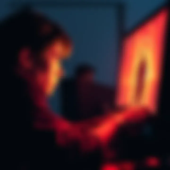 A person playing Silent Hill 1 on a computer, focused on the screen with a tense expression, showcasing the game's horror atmosphere.