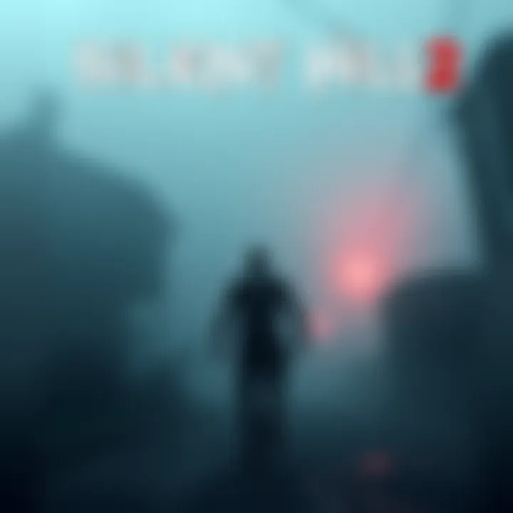 A character from Silent Hill 2 standing in a foggy, eerie town setting with a haunting atmosphere