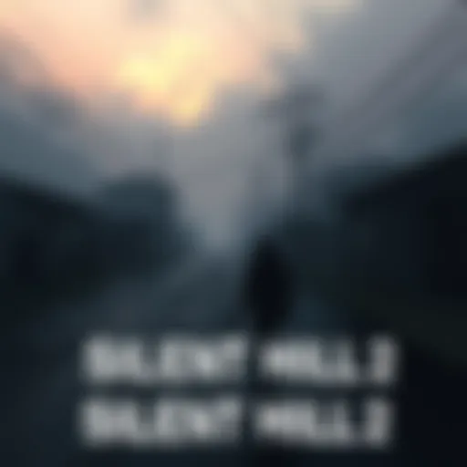A melancholic scene from Silent Hill 2 showing the main character in a foggy town, surrounded by eerie landscapes and haunting visuals.