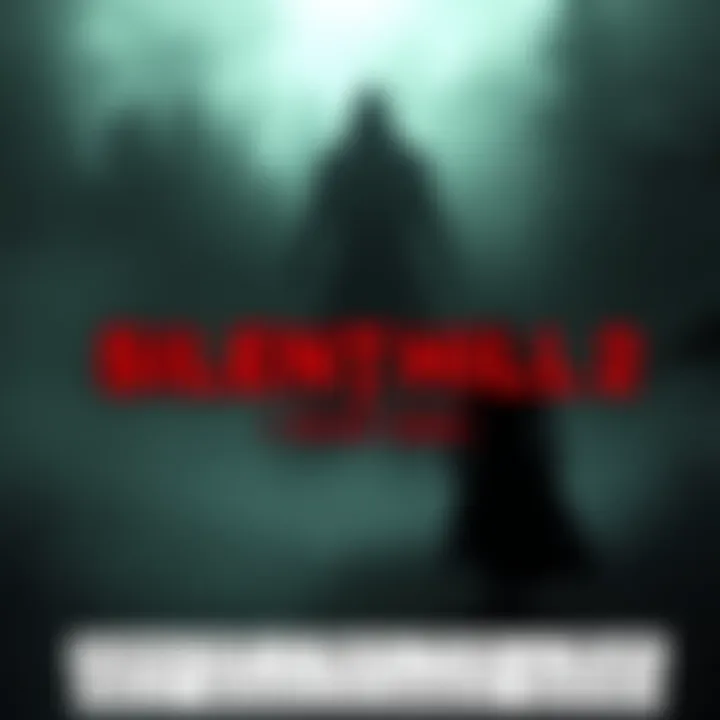 A dark misty landscape hinting at the eerie atmosphere of Silent Hill 2, with a shadowy figure in the background.