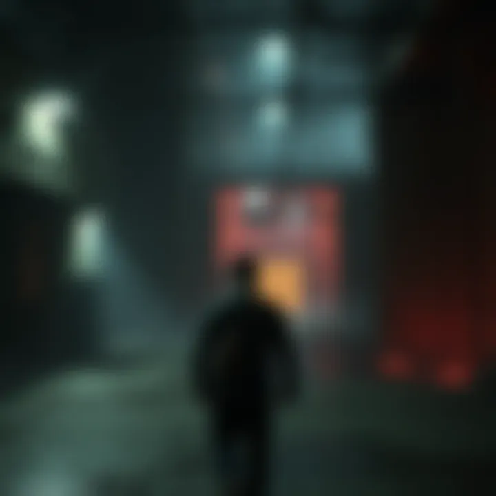 Character exploring a dark, unsettling environment filled with eerie sounds and industrial structures in Silent Hill 3.