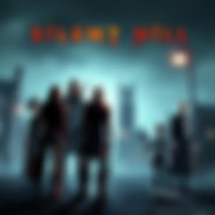 Silent Hill Game Characters Various characters from Silent Hill games standing in a foggy, eerie town setting