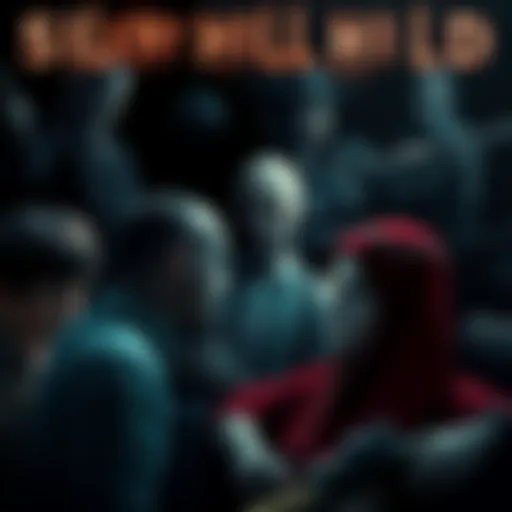 Silent Hill Characters and Games A collage of Silent Hill characters contemplating their favorite video games, set against a dark and eerie backdrop.