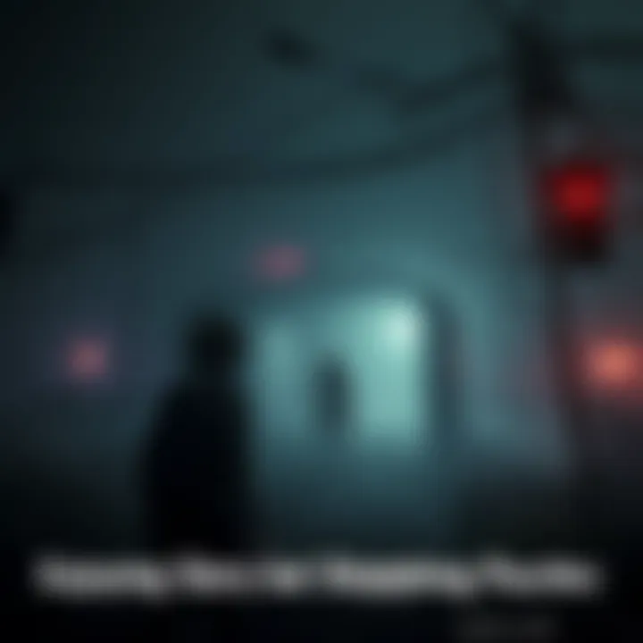 A character from Silent Hill F exploring a dark, eerie environment filled with fog and unsettling visual elements.