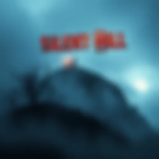 A dark foggy scene of Silent Hill showcasing a hill in the background with an orphanage visible nearby.