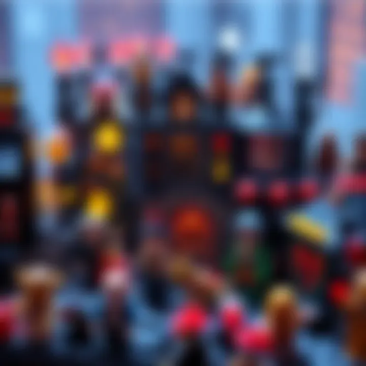 A colorful display of Silent Hill LEGO sets featuring characters and scenes from the game series