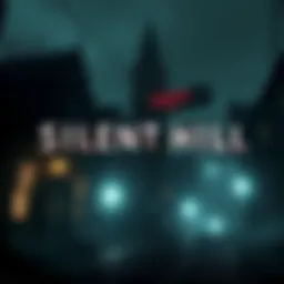 A dark, foggy street with creepy buildings, showcasing the eerie atmosphere of Silent Hill.