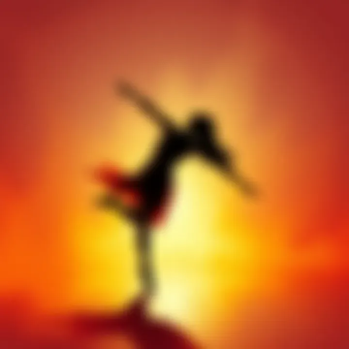 A beautiful silhouette of a dancer in motion, showcasing elegance and creativity in art.