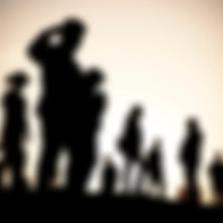 Several dark silhouettes of people in various poses against a light background, inviting guesses about their identities.