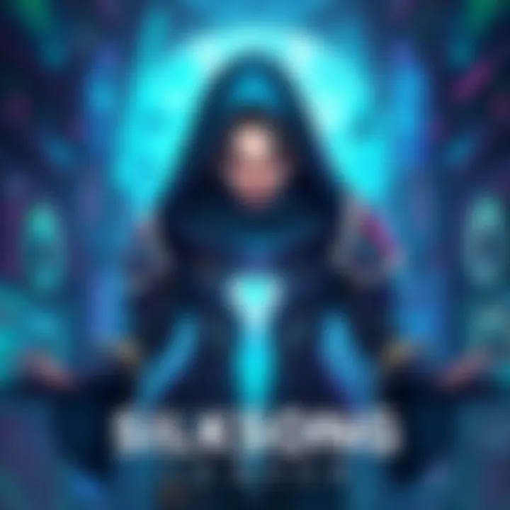 A digital illustration of a mysterious character hinting at a new game release, with a vibrant gaming background.