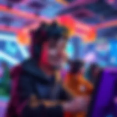 A friendly character named Simon Arish smiling and interacting with players in a vibrant gaming environment