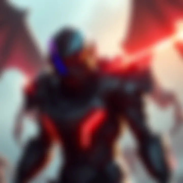 A character named Simon wearing futuristic power armor, ready to fight monsters in a dynamic pose.
