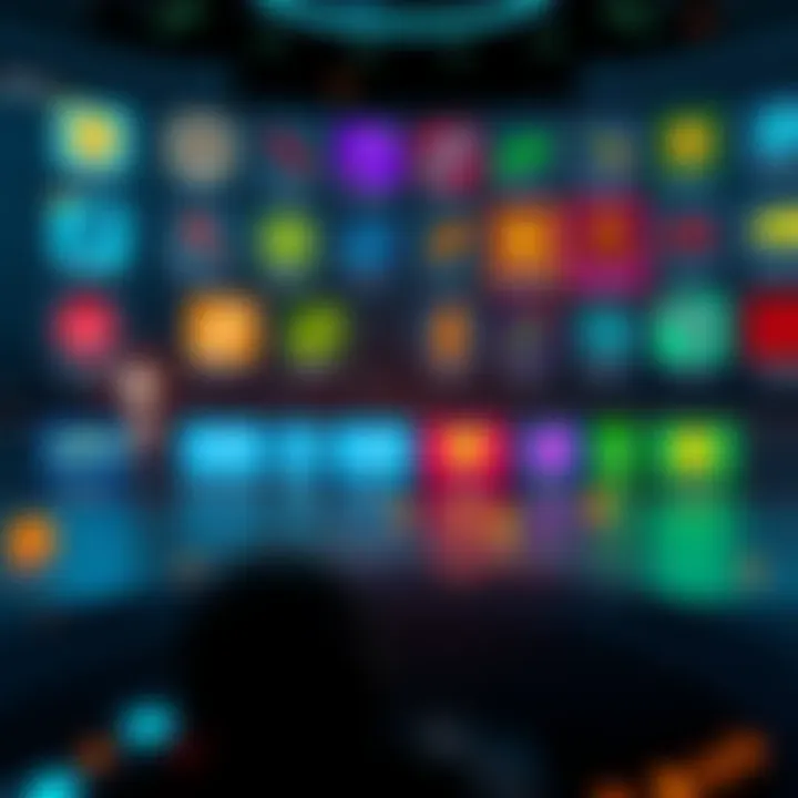 Various colorful icons representing different loadouts in a game environment, showcasing organization and clarity for players.