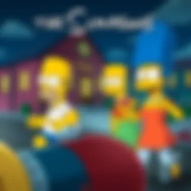 An animated scene featuring Homer, Marge, Bart, Lisa, and Maggie in action from the popular Simpsons video game.