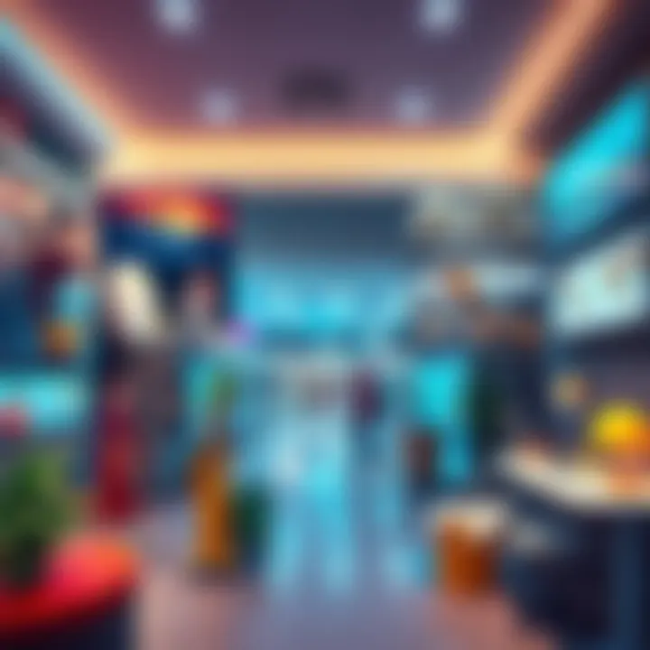 A collage of various simulator games including a mall, a cleaning scene, and cozy game elements