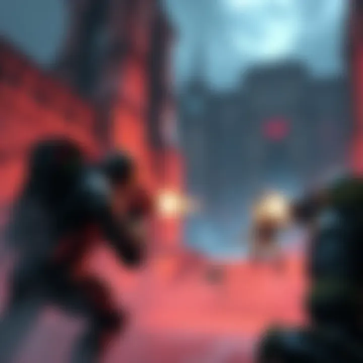 A scene featuring characters from SiN + Wages of Sin engaged in combat with elements from Quake and Quake II maps in the background