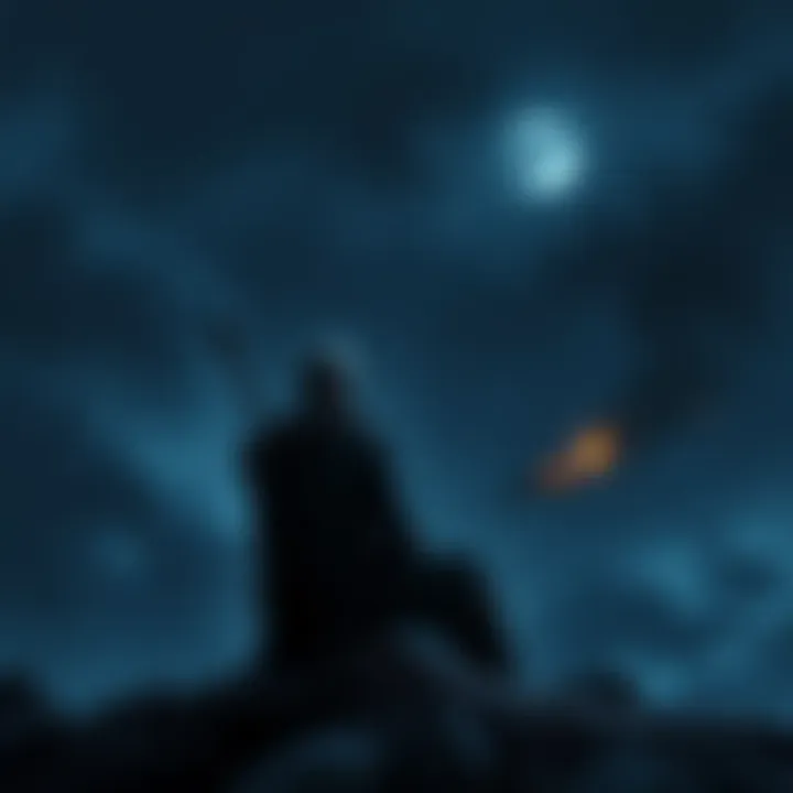 Sindri sitting alone, deep in thought, with a backdrop showing a gloomy atmosphere and hints of his emotional struggle towards Atreus and Kratos.