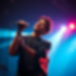 A determined singer performs on stage, showcasing their passion and dedication during a comeback concert.