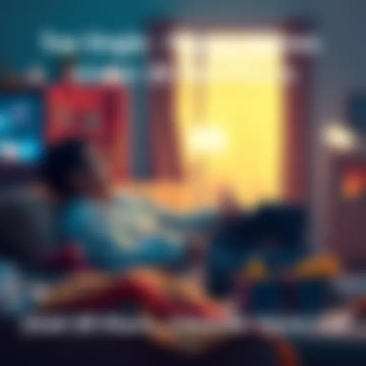 A person seated on a couch, focused on playing a single-player video game on a console, surrounded by snacks and a cozy atmosphere.